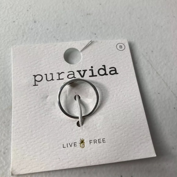 *Pura Vida Sterling Silver Half Moon Howlite Ring-Size 8 - Picture 2 of 4